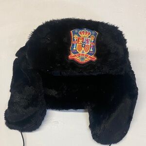 Game day Russian style Black Hat with Embroidered Crest